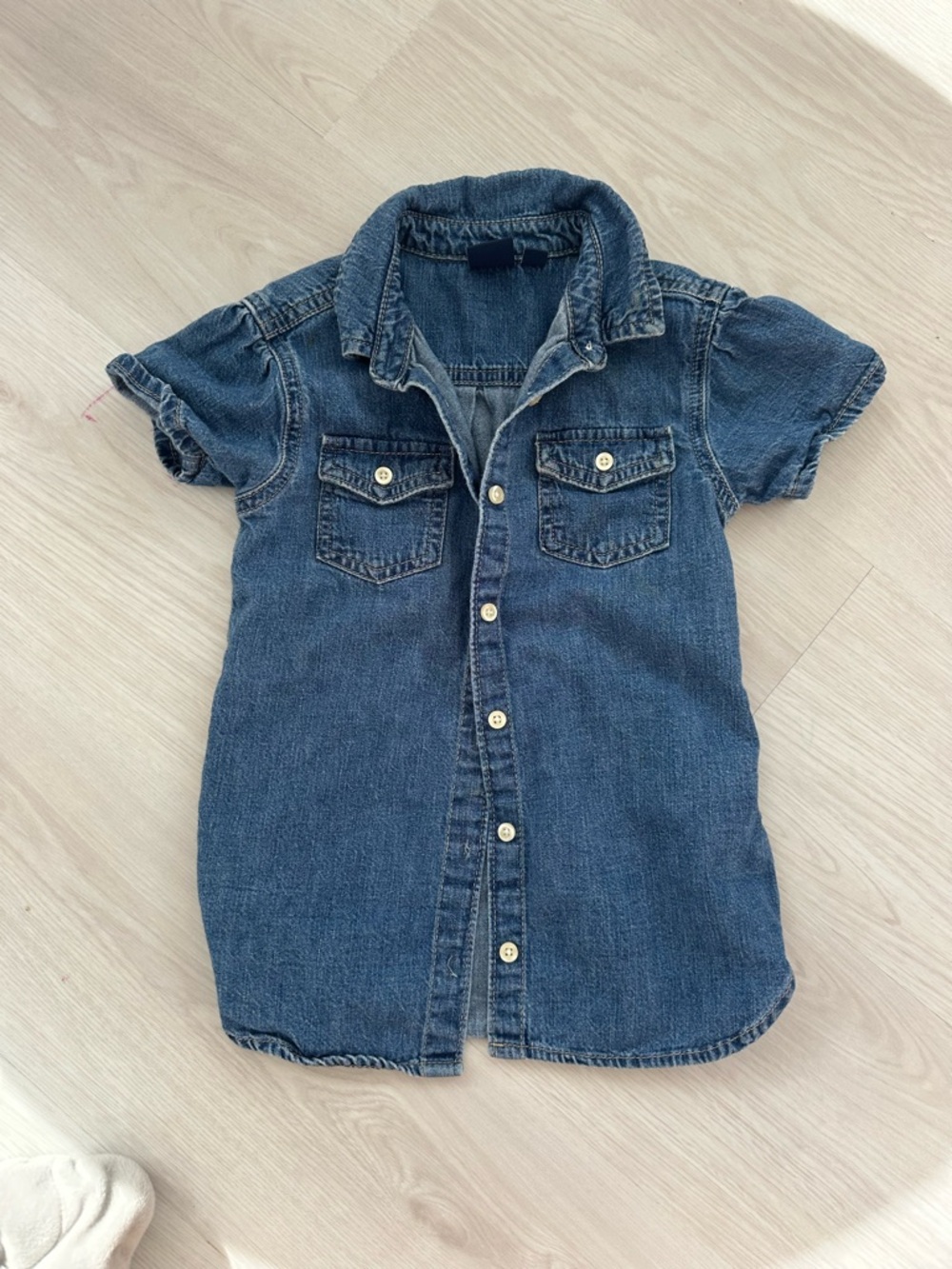 GAP Girls Blue Denim Button-Front Casual Dress